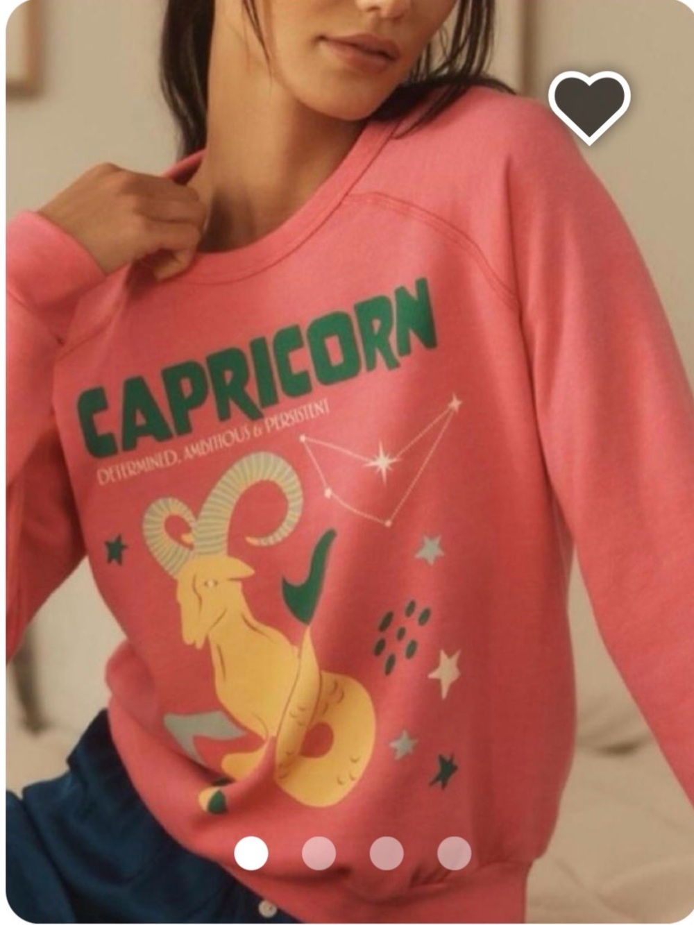 Midnight Rider Pink Capricorn Graphic Crewneck Sweater